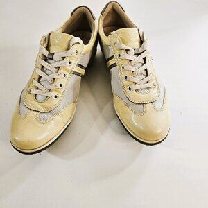 Ecco Women's Rubber Spike Golf Shoes Size 9 Light Yellow on Cream Sparkly Laces
